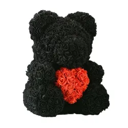 Infini rose fleur ours en peluche avec coeur 40 cm